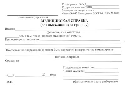 Справка для выезжающих за границу (форма 082/у) в Волгограде